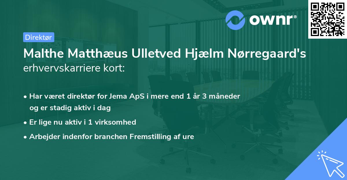 Malthe Matthæus Ulletved Hjælm Nørregaard's erhvervskarriere kort