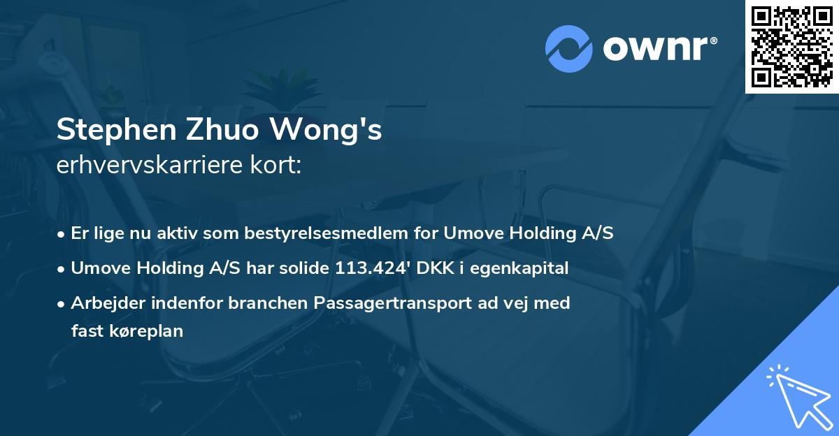 Stephen Zhuo Wong's erhvervskarriere kort