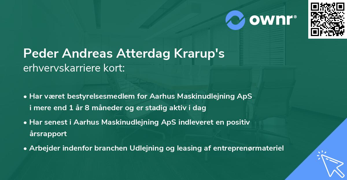 Peder Andreas Atterdag Krarup's erhvervskarriere kort