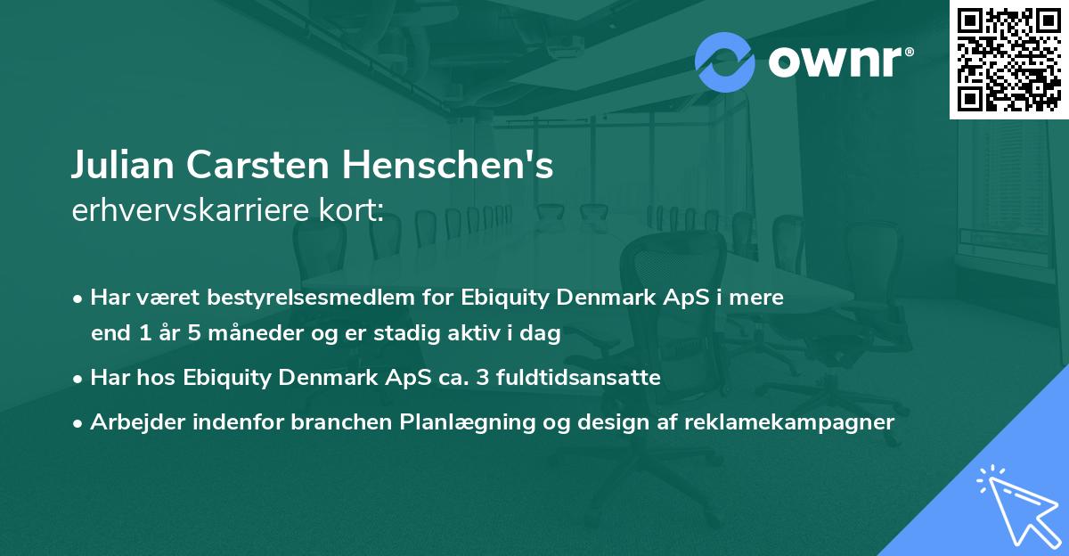 Julian Carsten Henschen's erhvervskarriere kort