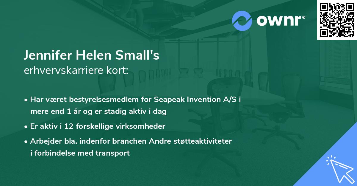 Jennifer Helen Small's erhvervskarriere kort