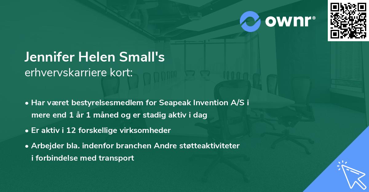 Jennifer Helen Small's erhvervskarriere kort