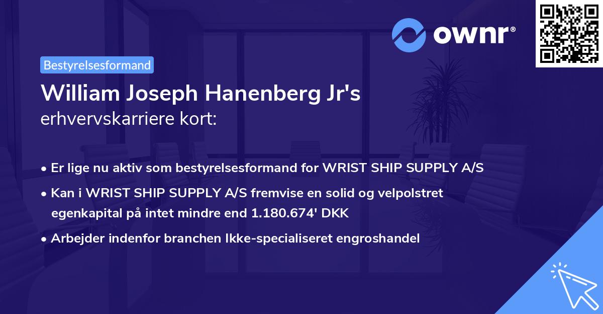 William Joseph Hanenberg Jr's erhvervskarriere kort