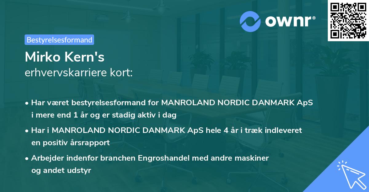 Mirko Kern's erhvervskarriere kort