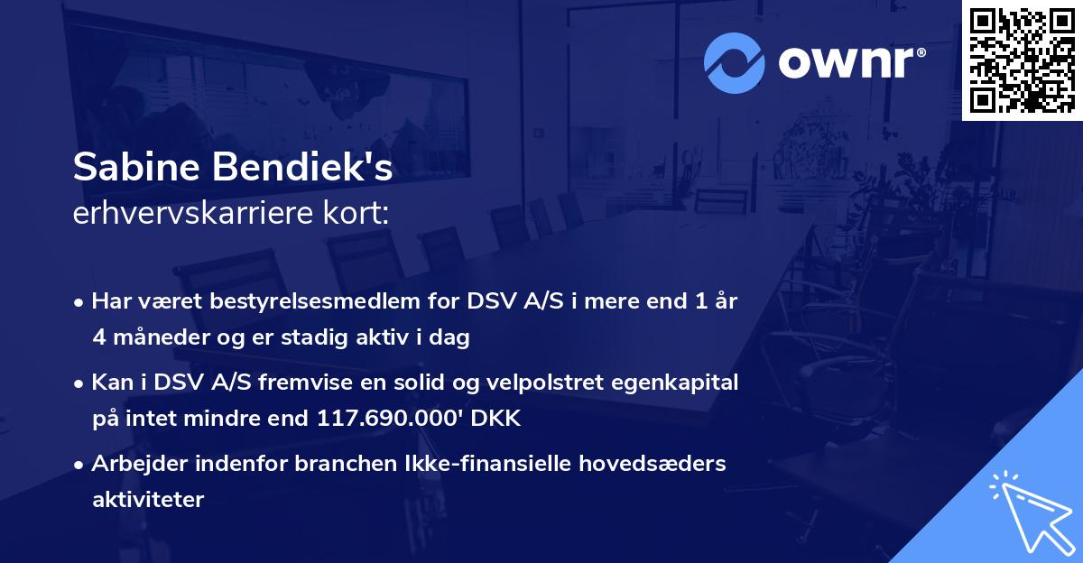 Sabine Bendiek's erhvervskarriere kort