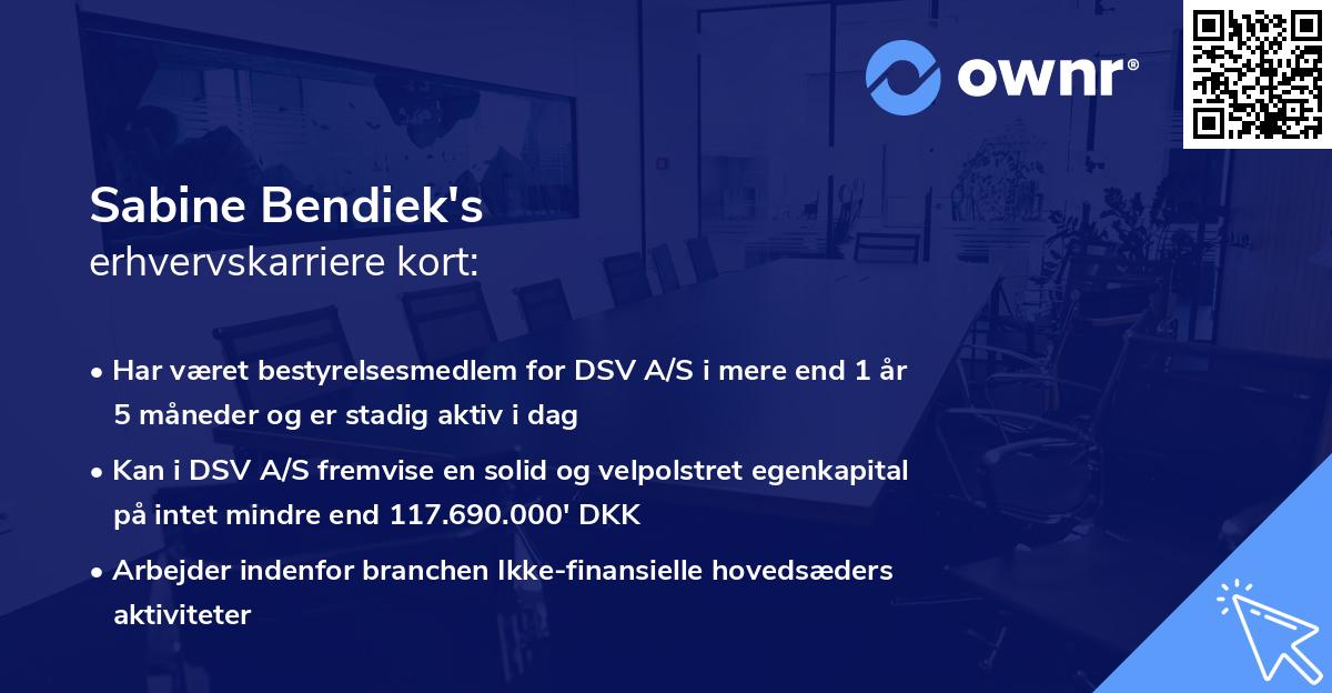 Sabine Bendiek's erhvervskarriere kort