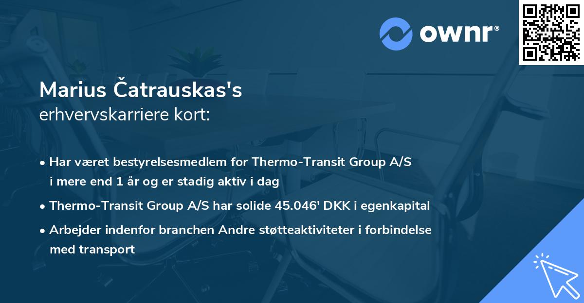 Marius Čatrauskas's erhvervskarriere kort