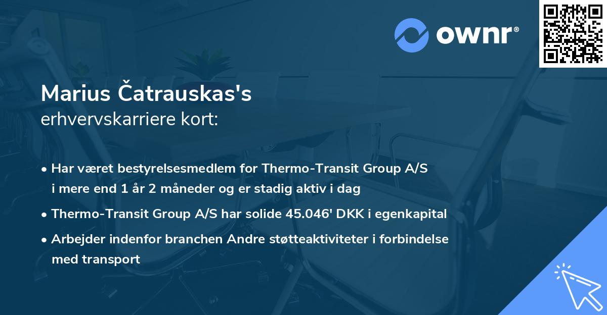 Marius Čatrauskas's erhvervskarriere kort