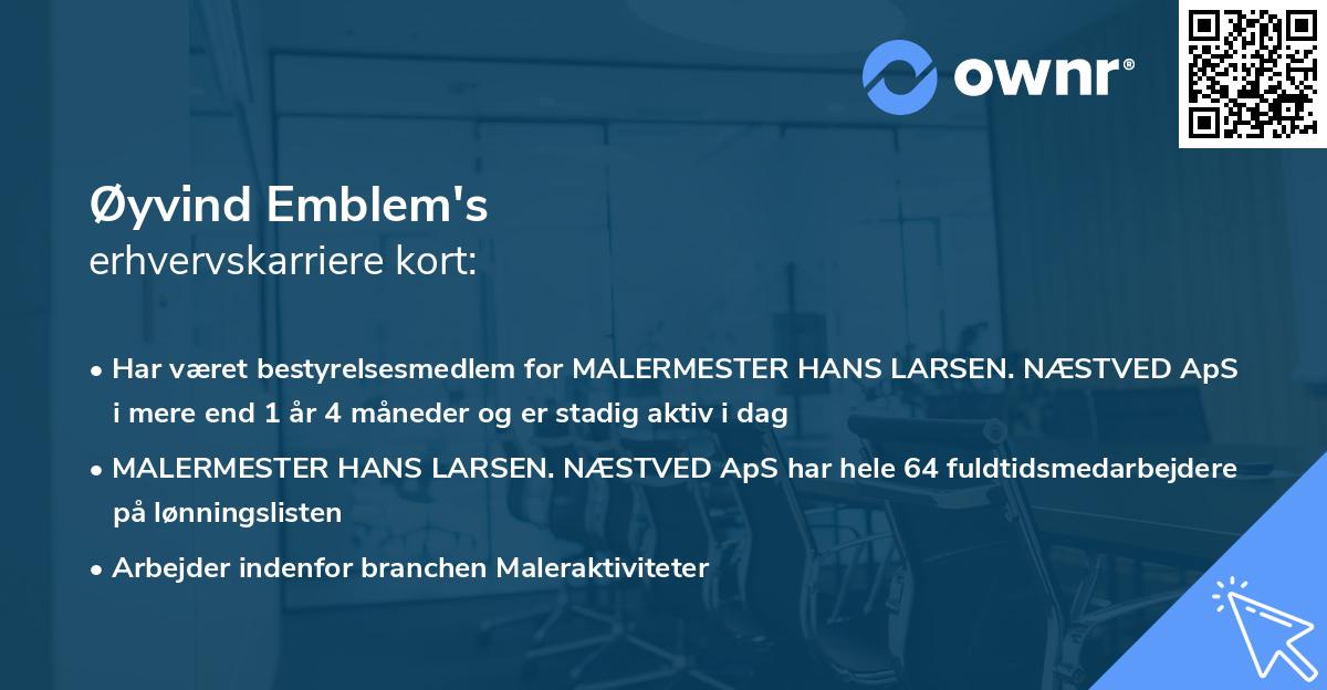 Øyvind Emblem's erhvervskarriere kort
