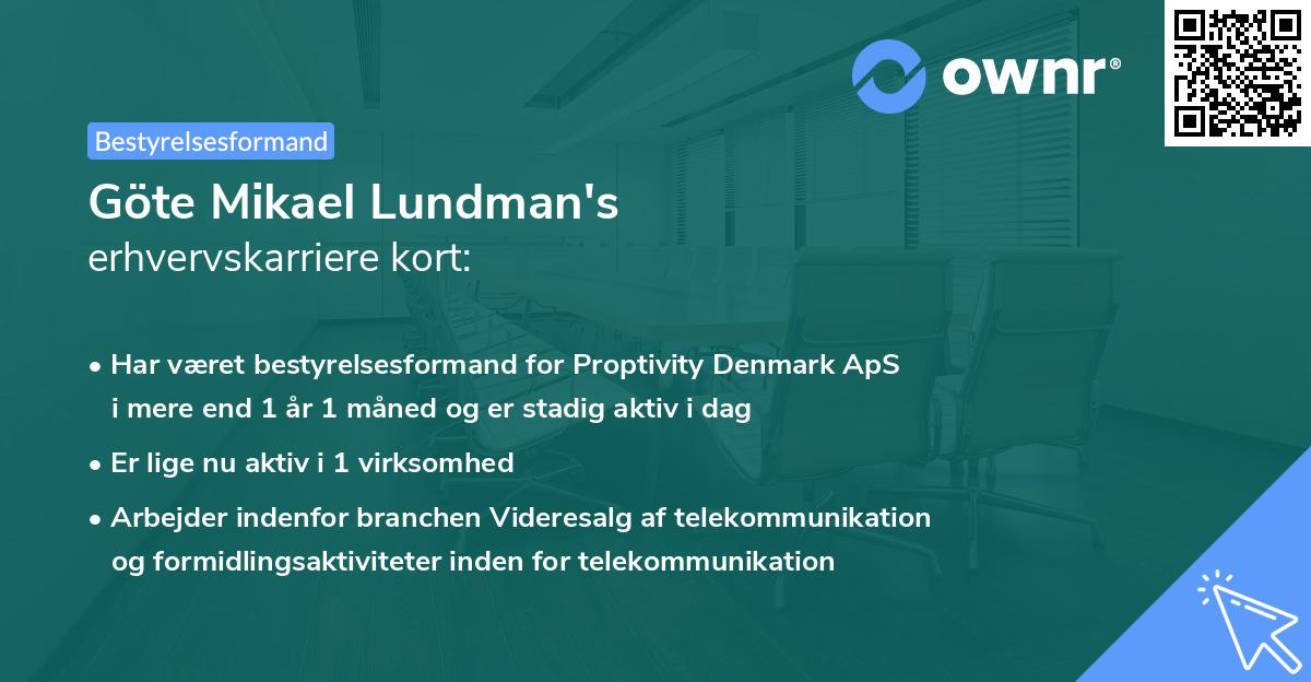 Göte Mikael Lundman's erhvervskarriere kort