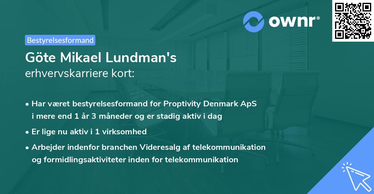 Göte Mikael Lundman's erhvervskarriere kort