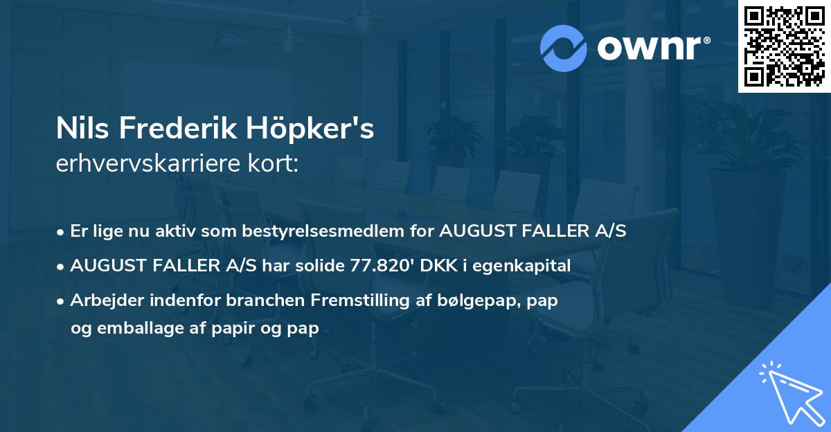 Nils Frederik Höpker's erhvervskarriere kort