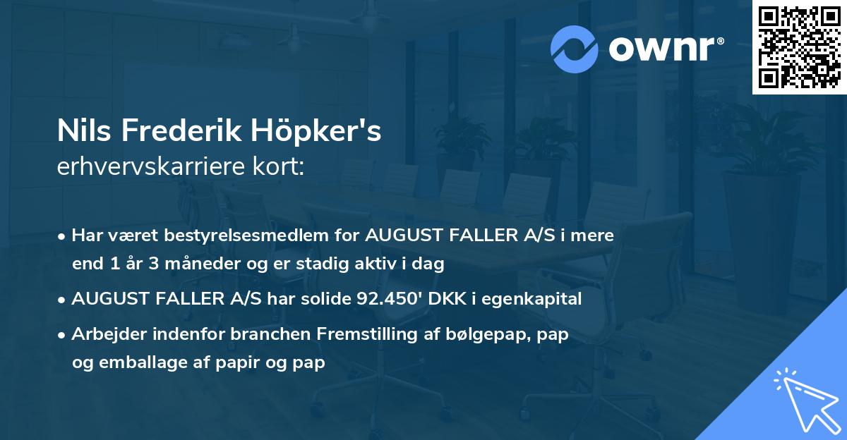 Nils Frederik Höpker's erhvervskarriere kort