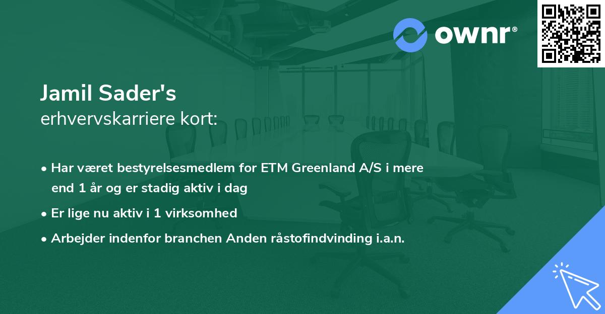 Jamil Sader's erhvervskarriere kort