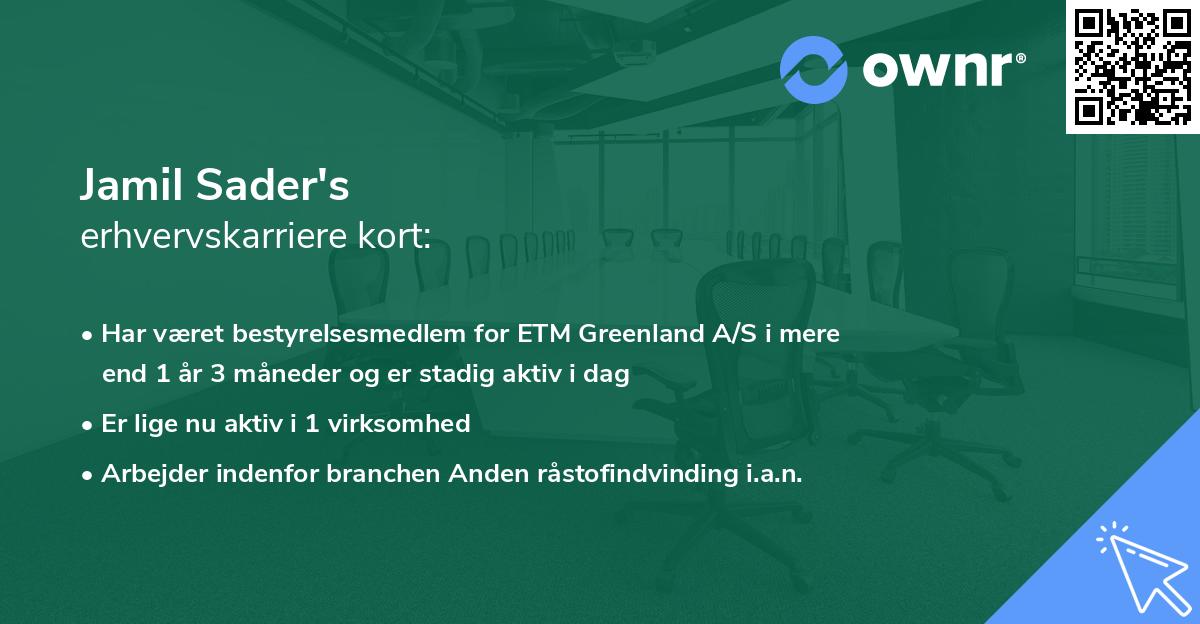 Jamil Sader's erhvervskarriere kort