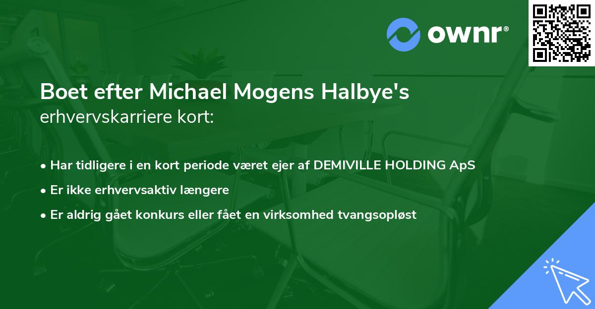 Boet efter Michael Mogens Halbye's erhvervskarriere kort