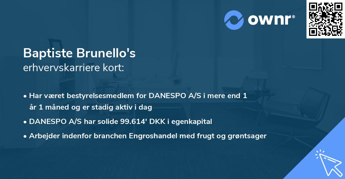 Baptiste Brunello's erhvervskarriere kort