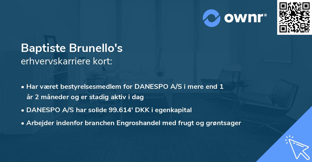 Baptiste Brunello's erhvervskarriere kort