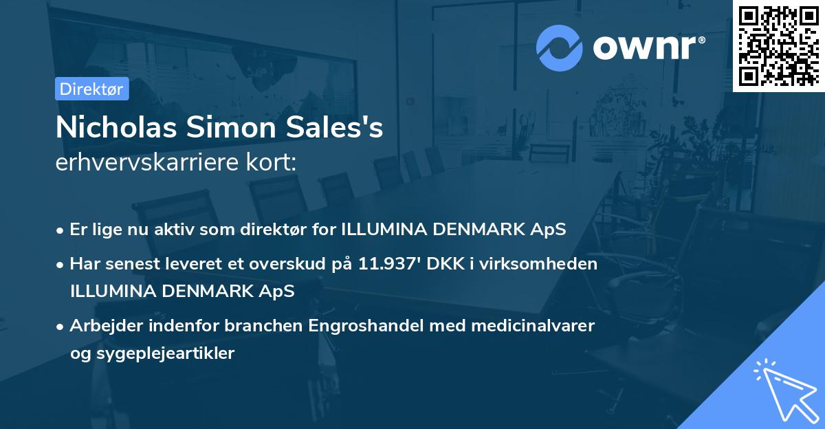 Nicholas Simon Sales's erhvervskarriere kort