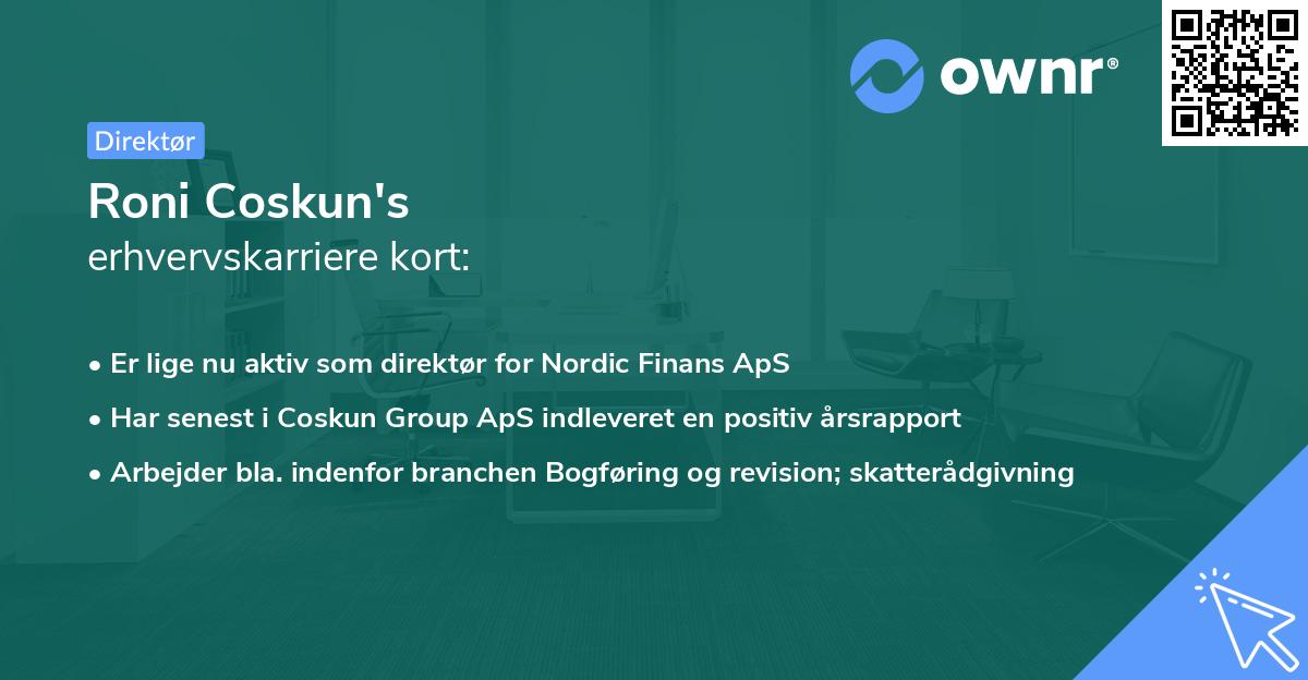 Roni Coskun's erhvervskarriere kort