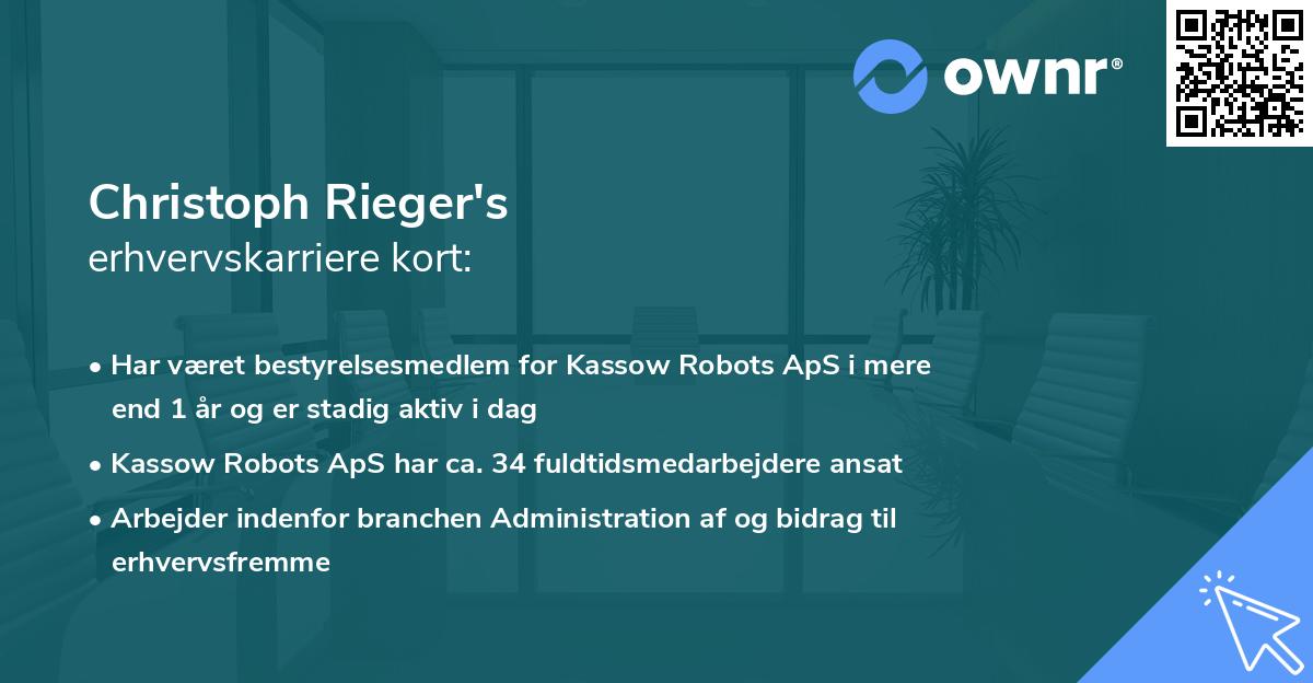 Christoph Rieger's erhvervskarriere kort