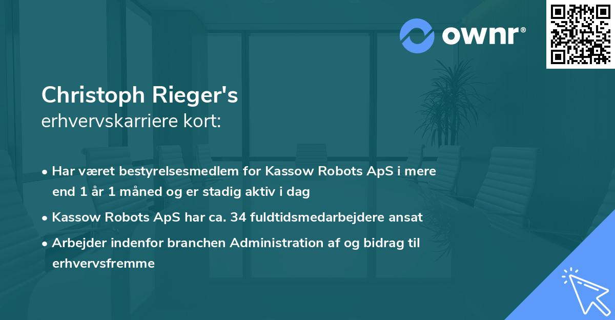 Christoph Rieger's erhvervskarriere kort