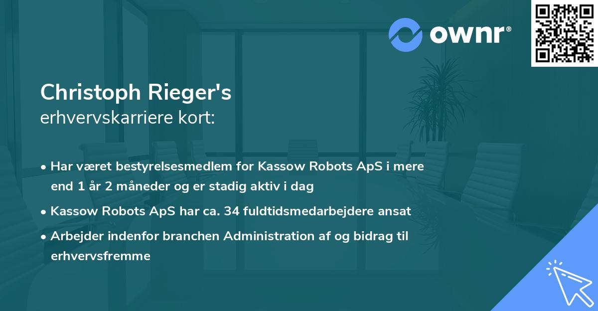 Christoph Rieger's erhvervskarriere kort