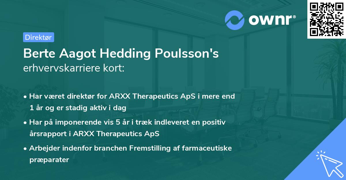 Berte Aagot Hedding Poulsson's erhvervskarriere kort