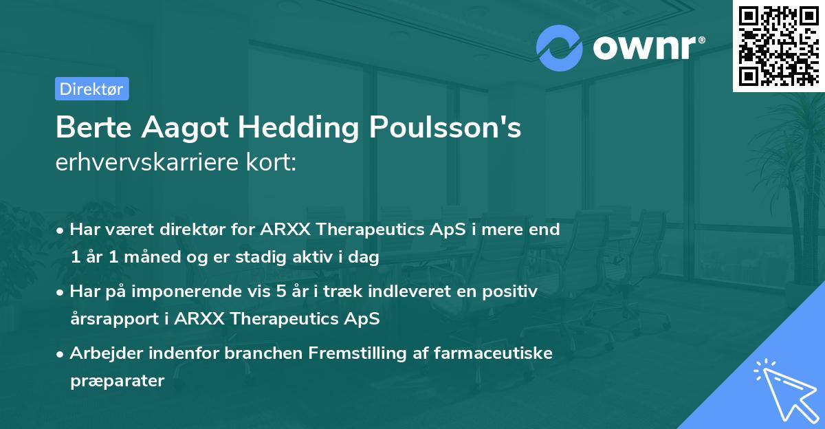 Berte Aagot Hedding Poulsson's erhvervskarriere kort