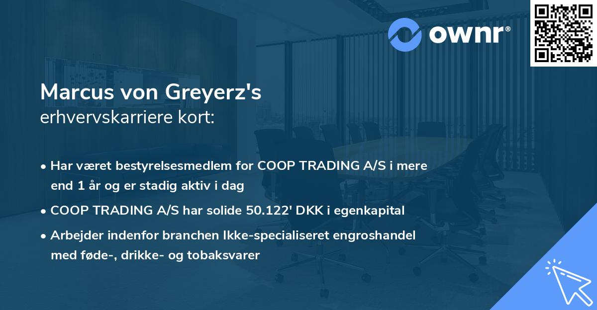 Marcus von Greyerz's erhvervskarriere kort