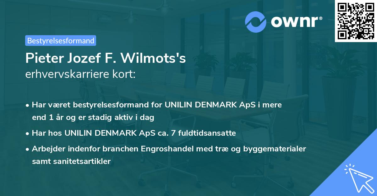 Pieter Jozef F. Wilmots's erhvervskarriere kort
