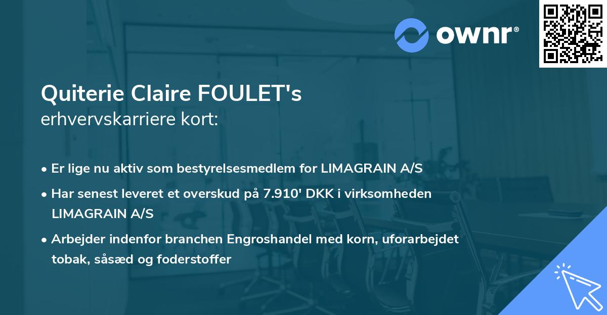 Quiterie Claire FOULET's erhvervskarriere kort