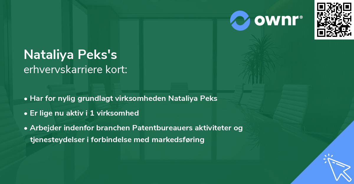 Nataliya Peks's erhvervskarriere kort