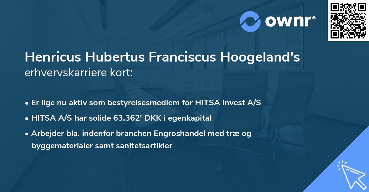 Henricus Hubertus Franciscus Hoogeland's erhvervskarriere kort