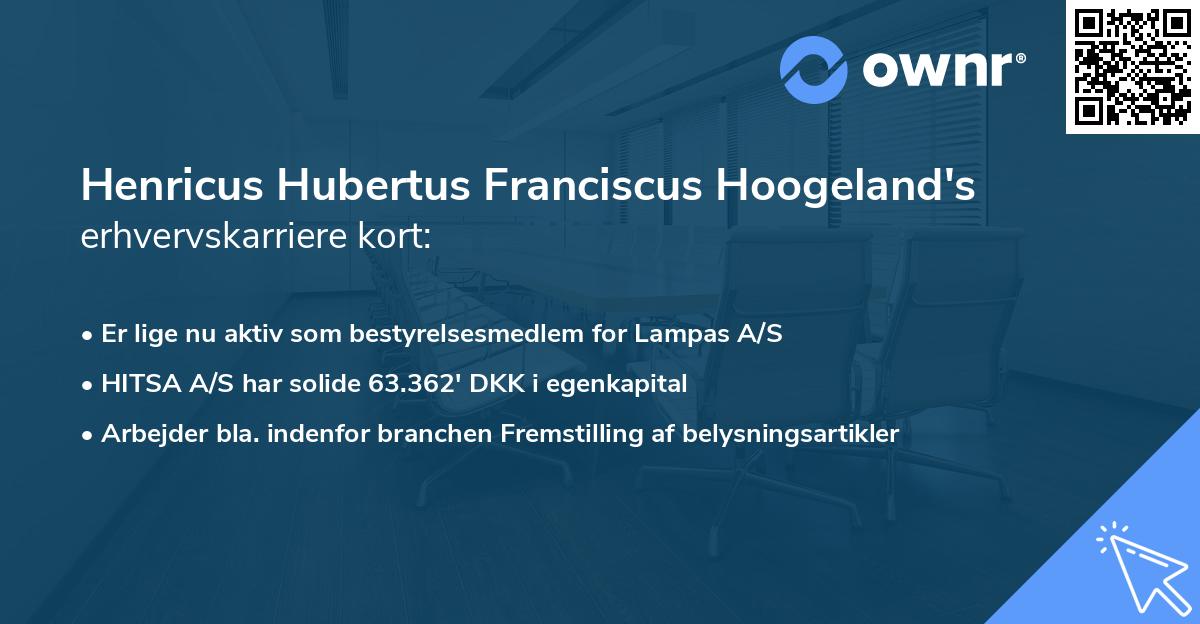 Henricus Hubertus Franciscus Hoogeland's erhvervskarriere kort