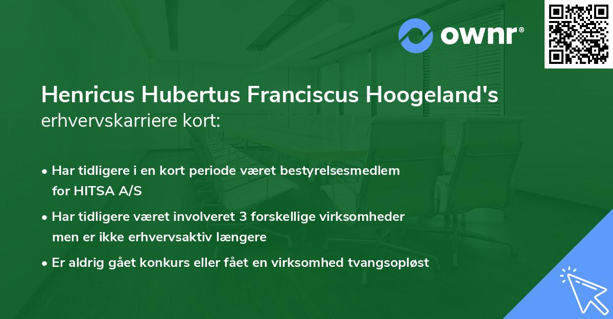 Henricus Hubertus Franciscus Hoogeland's erhvervskarriere kort
