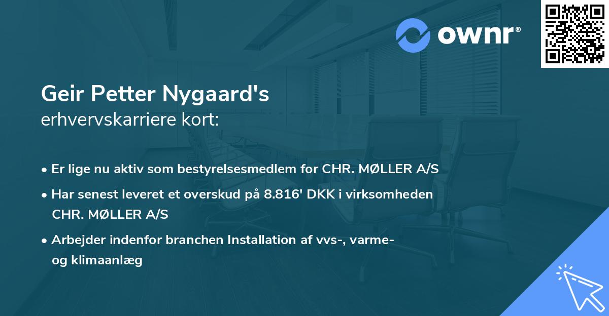 Geir Petter Nygaard's erhvervskarriere kort