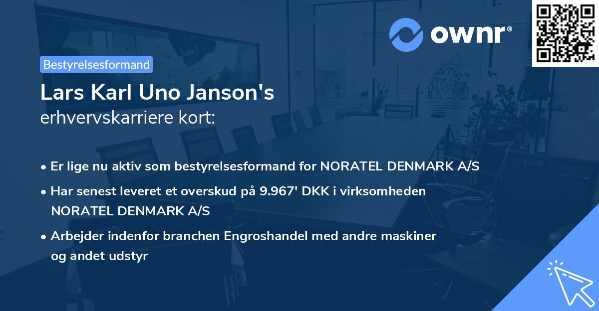 Lars Karl Uno Janson's erhvervskarriere kort