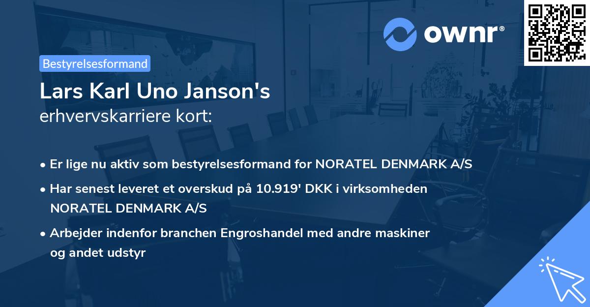 Lars Karl Uno Janson's erhvervskarriere kort