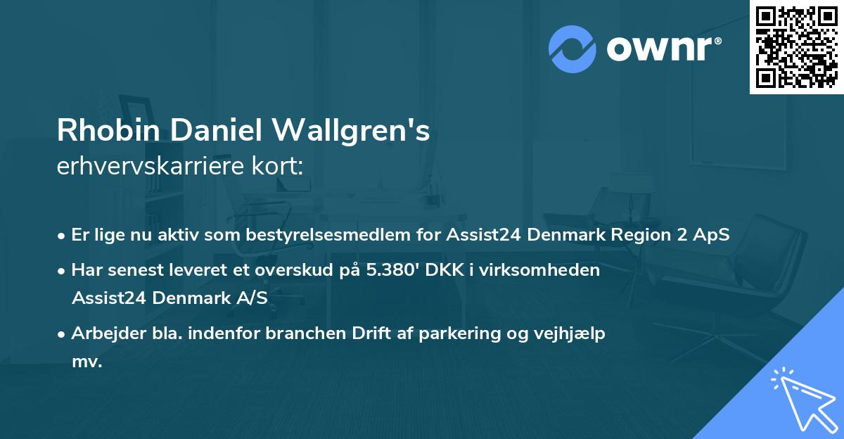Rhobin Daniel Wallgren's erhvervskarriere kort