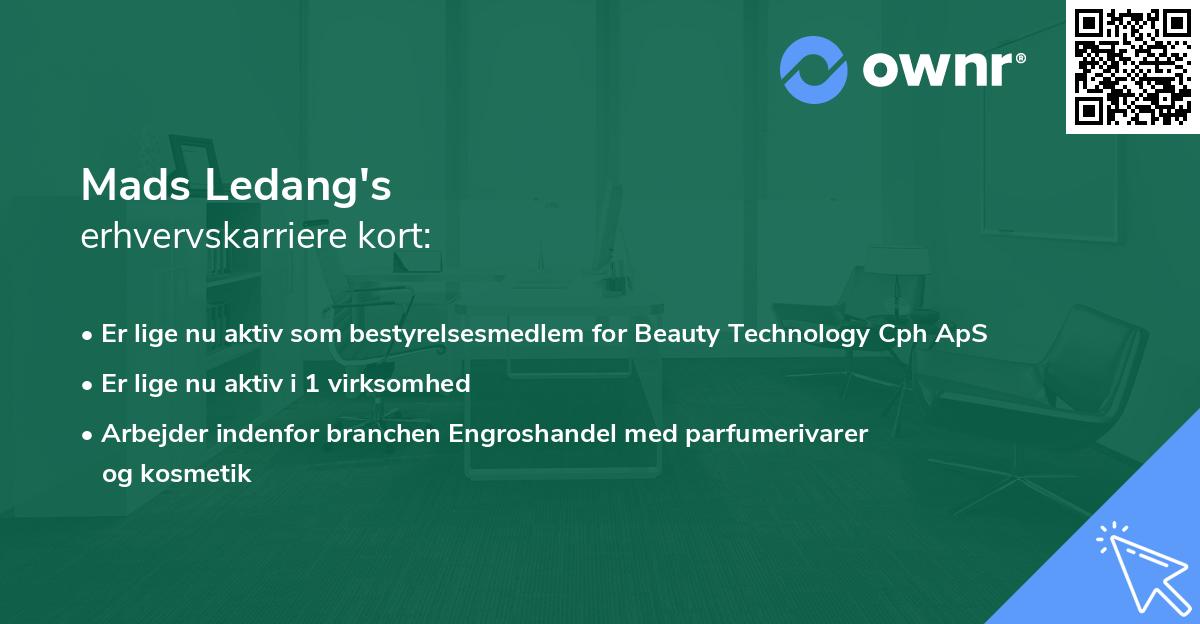 Mads Ledang's erhvervskarriere kort