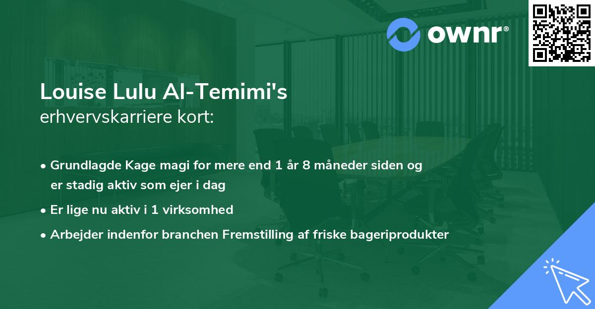 Louise Lulu Al-Temimi's erhvervskarriere kort