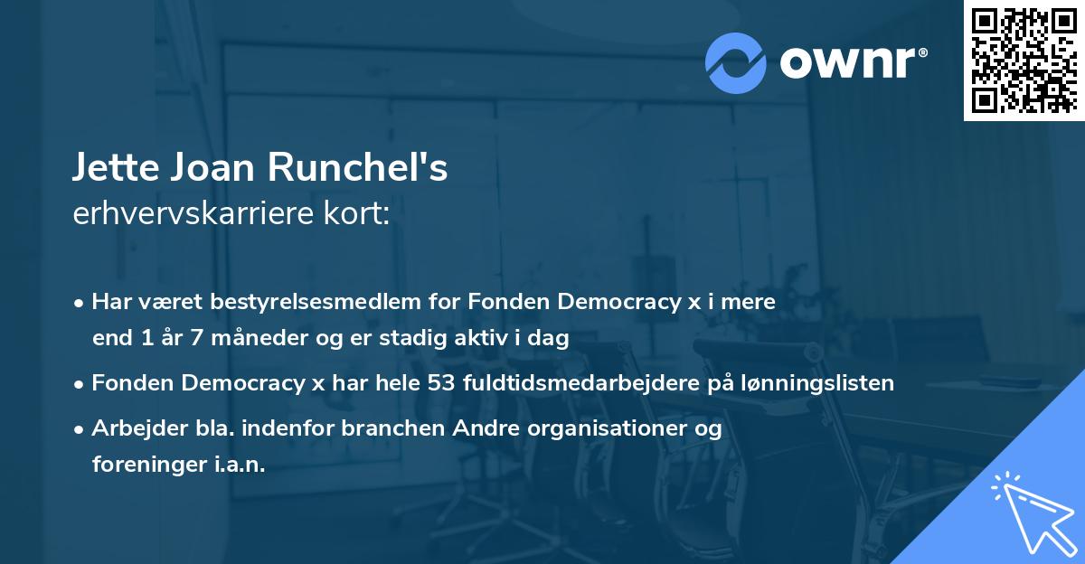 Jette Joan Runchel's erhvervskarriere kort