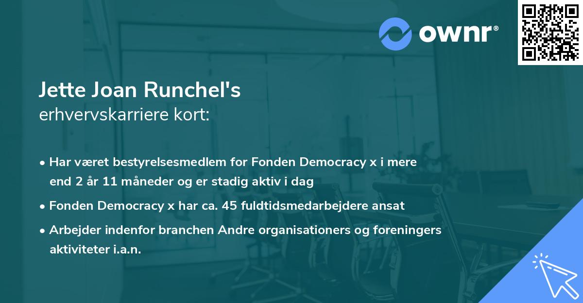 Jette Joan Runchel's erhvervskarriere kort