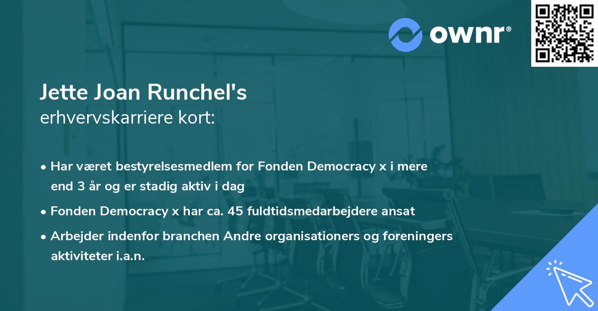 Jette Joan Runchel's erhvervskarriere kort