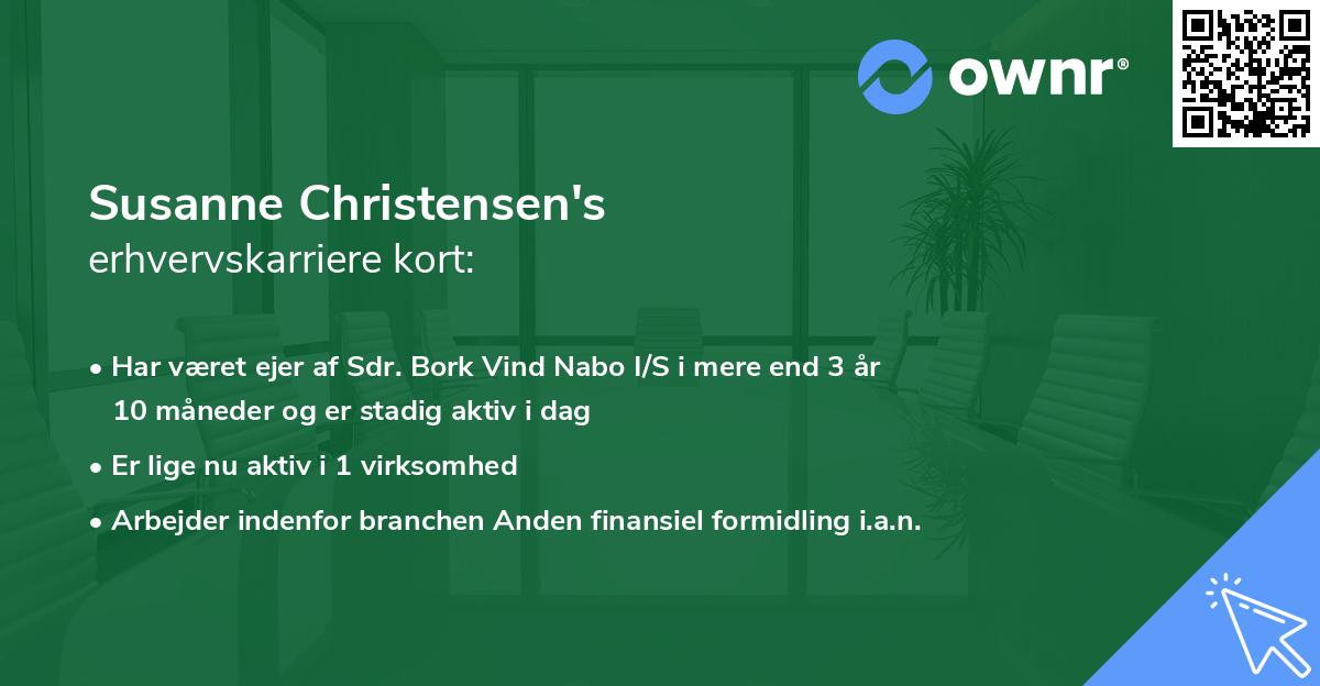 Susanne Christensen's erhvervskarriere kort