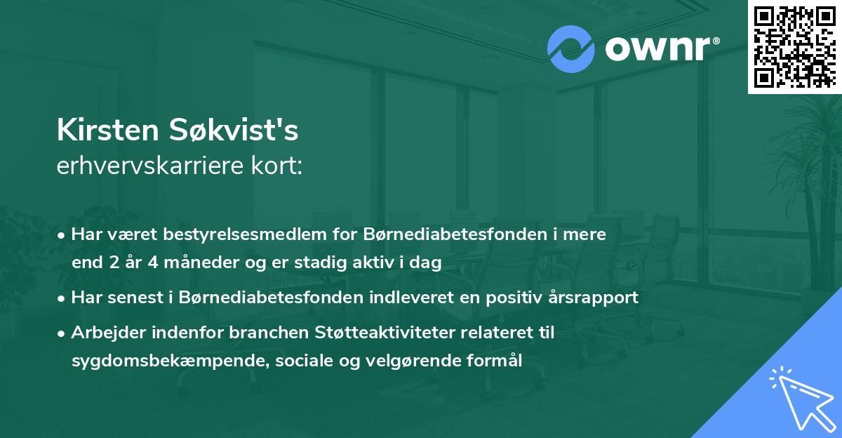 Kirsten Søkvist's erhvervskarriere kort