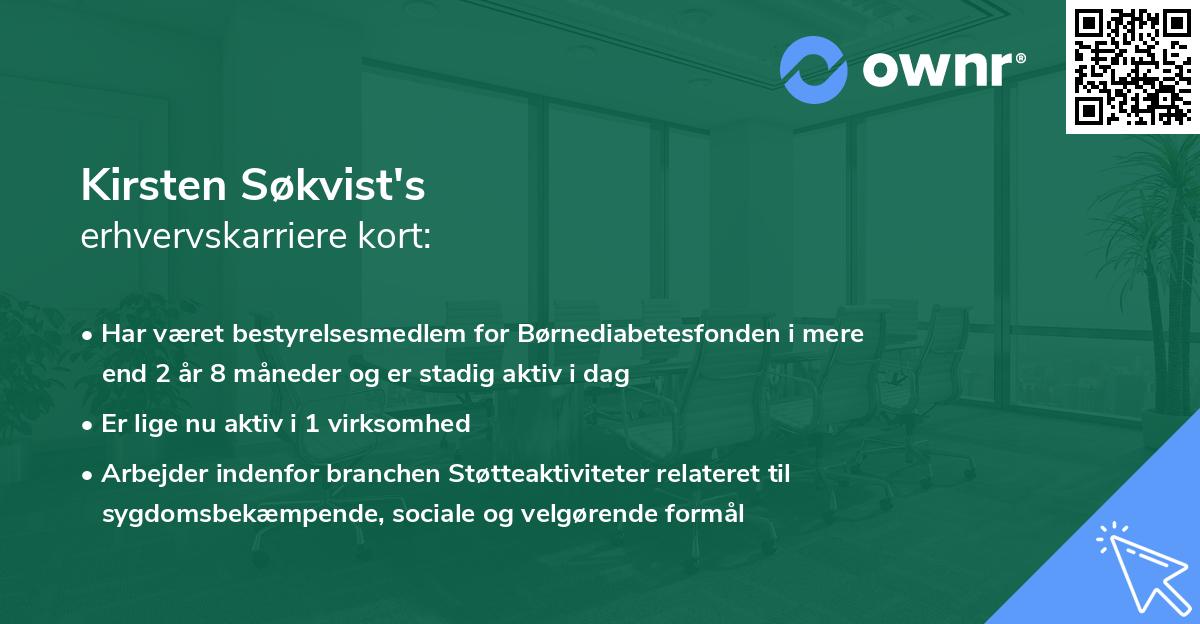 Kirsten Søkvist's erhvervskarriere kort