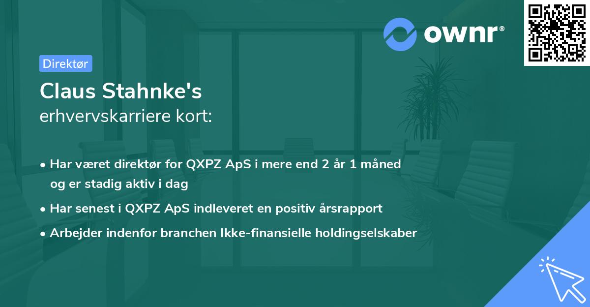 Claus Stahnke's erhvervskarriere kort
