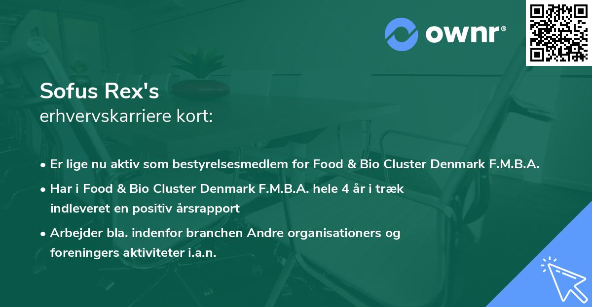 Sofus Rex's erhvervskarriere kort